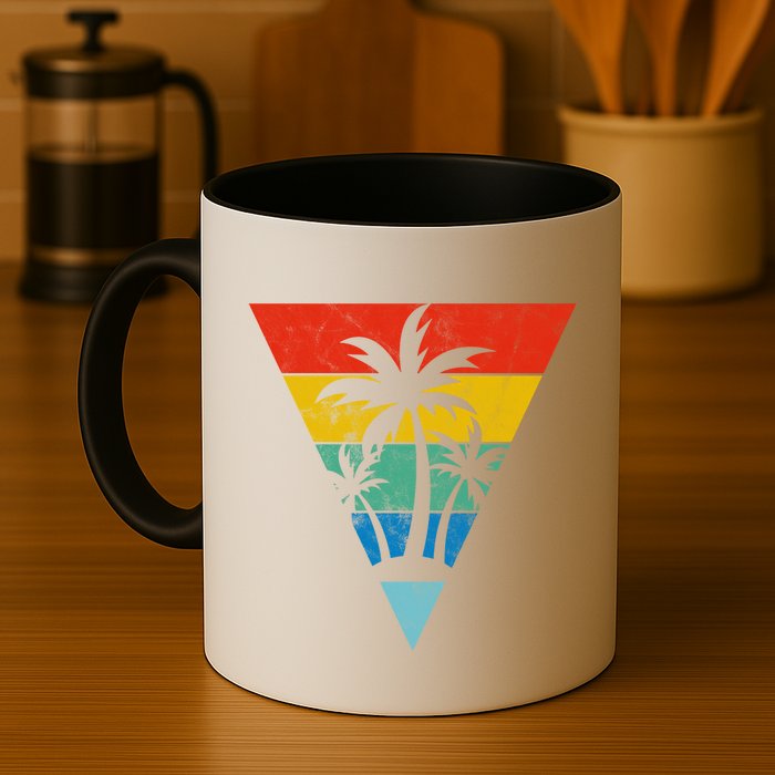 Palm Trees Retro Triangle Sunset Mug