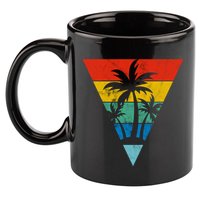 Palm Trees Retro Triangle Sunset 11oz C Handle Ceramic Mug