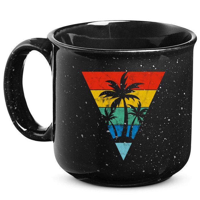 Palm Trees Retro Triangle Sunset 15oz Campfire Ceramic Mug