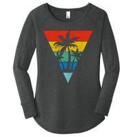 Palm Trees Retro Triangle Sunset Women's Perfect Tri Tunic Long Sleeve Shirt