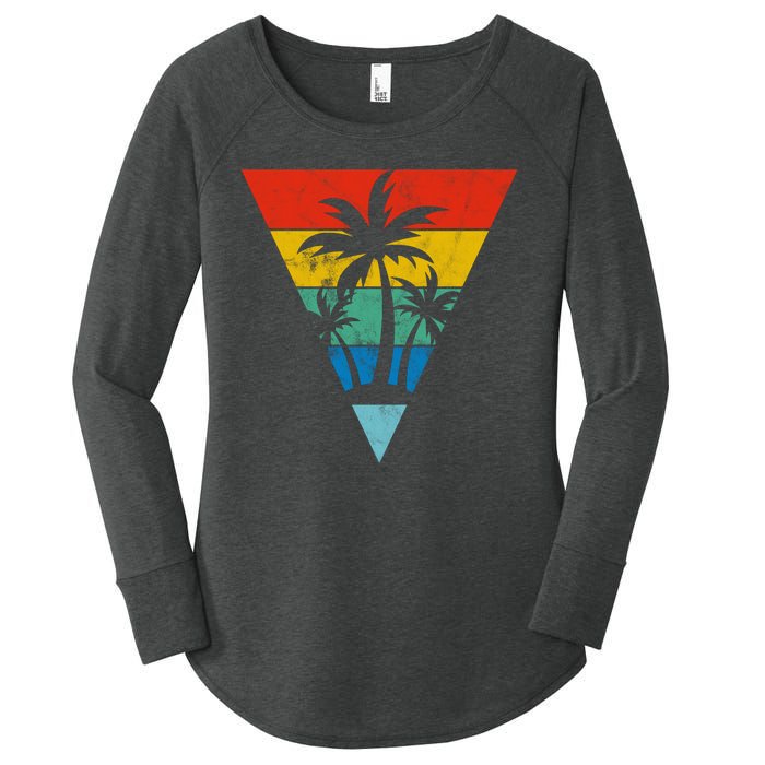 Palm Trees Retro Triangle Sunset Women's Perfect Tri Tunic Long Sleeve Shirt