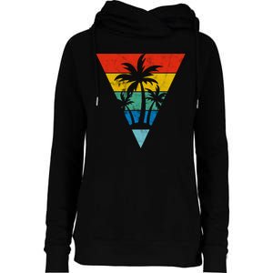 Palm Trees Retro Triangle Sunset Womens Funnel Neck Pullover Hood