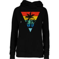 Palm Trees Retro Triangle Sunset Womens Funnel Neck Pullover Hood