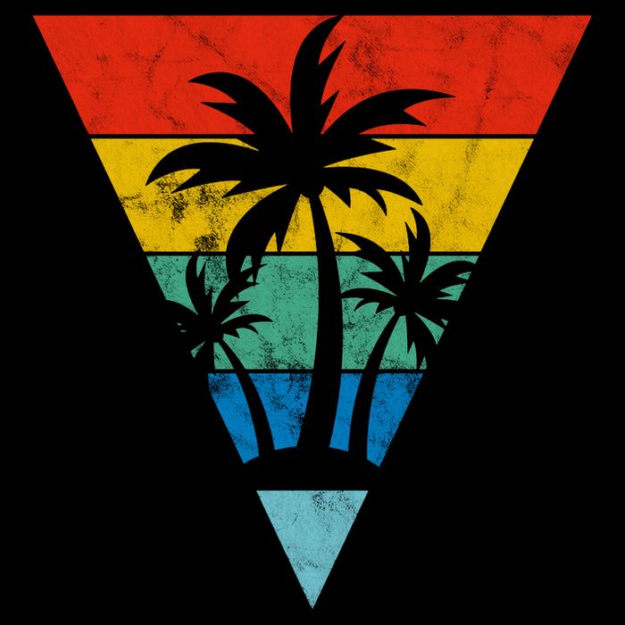 Palm Trees Retro Triangle Sunset Flatbill Hat