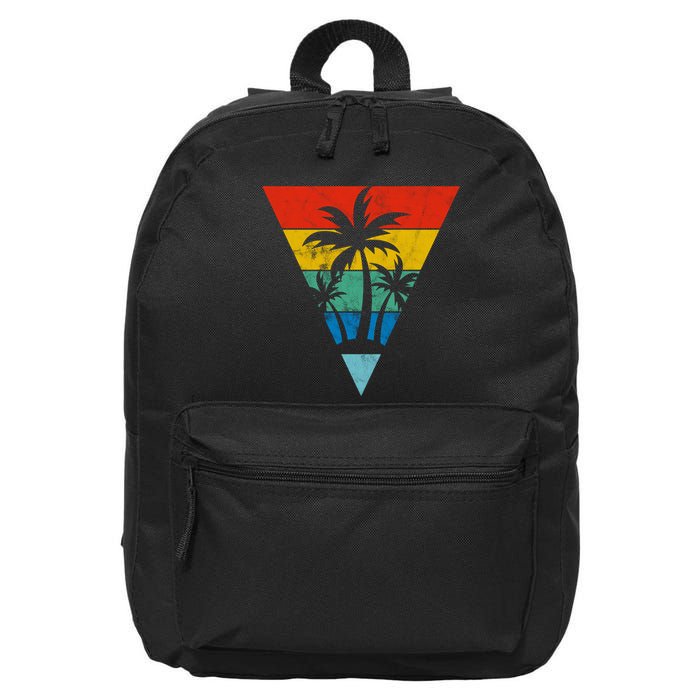 Palm Trees Retro Triangle Sunset 16 in Basic Backpack