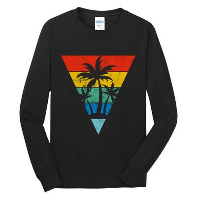 Palm Trees Retro Triangle Sunset Tall Long Sleeve T-Shirt