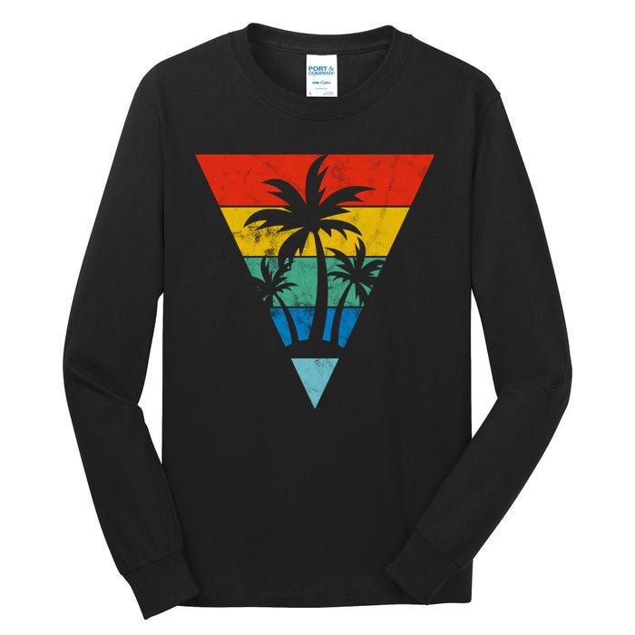 Palm Trees Retro Triangle Sunset Tall Long Sleeve T-Shirt