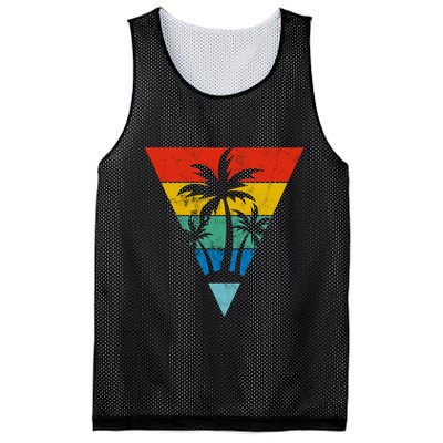 Palm Trees Retro Triangle Sunset Mesh Reversible Basketball Jersey Tank