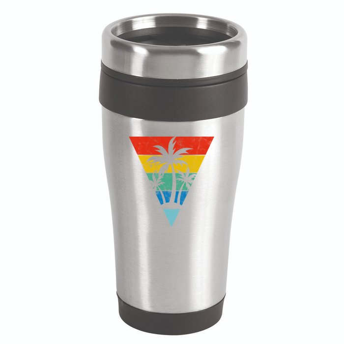 Palm Trees Retro Triangle Sunset 16oz Travel Tumbler