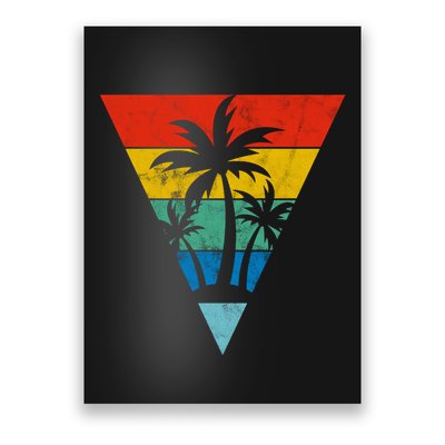 Palm Trees Retro Triangle Sunset Poster