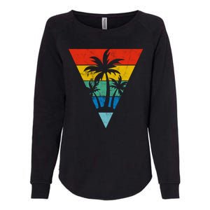 Palm Trees Retro Triangle Sunset Womens California Wash Sweatshirt