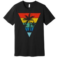 Palm Trees Retro Triangle Sunset Premium T-Shirt