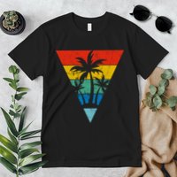 Palm Trees Retro Triangle Sunset Premium T-Shirt