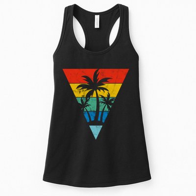 Palm Trees Retro Triangle Sunset Womens Tank Top