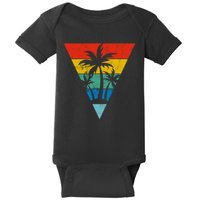 Palm Trees Retro Triangle Sunset Baby Bodysuit