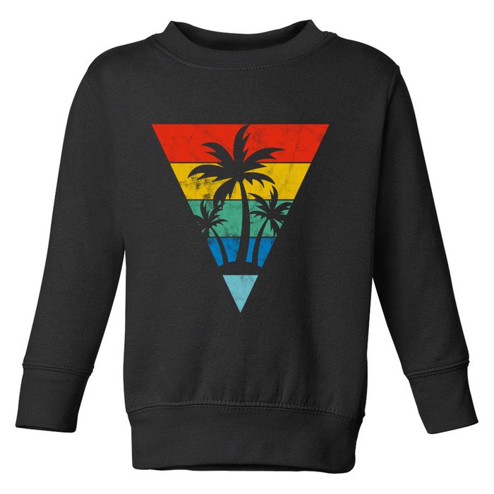 Palm Trees Retro Triangle Sunset Toddler Sweatshirt