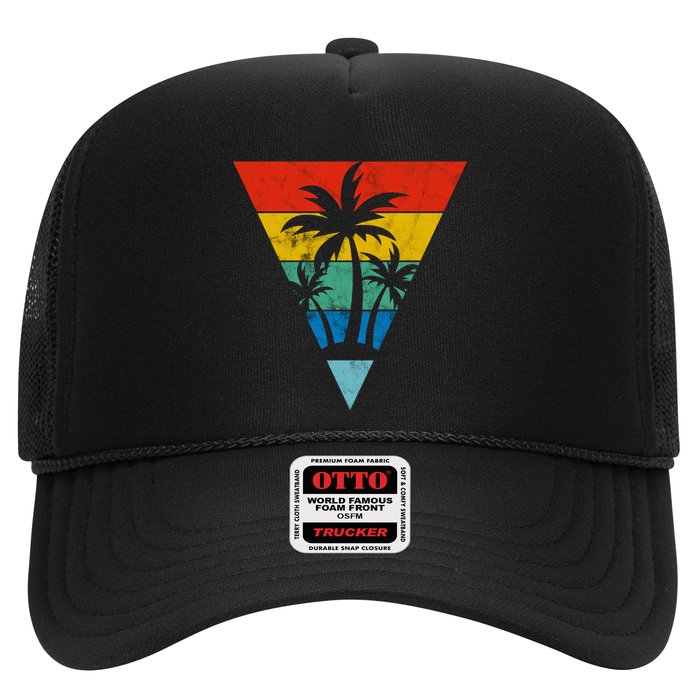 Palm Trees Retro Triangle Sunset Trucker Hat