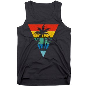 Palm Trees Retro Triangle Sunset Tank Top