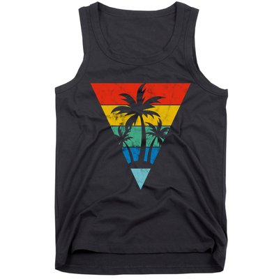 Palm Trees Retro Triangle Sunset Tank Top