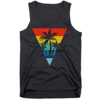 Palm Trees Retro Triangle Sunset Tank Top