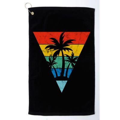 Palm Trees Retro Triangle Sunset Golf Towel