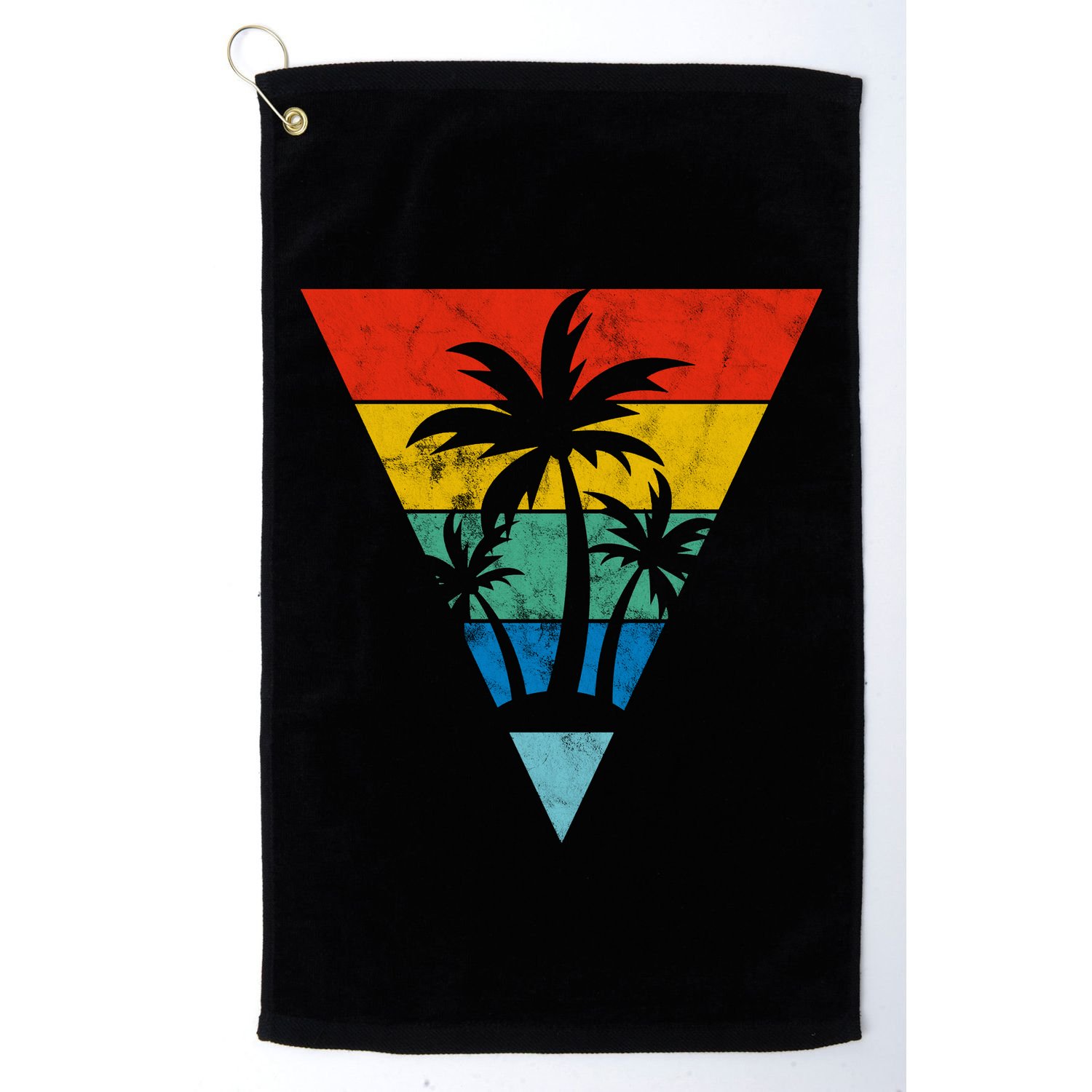 Palm Trees Retro Triangle Sunset Golf Towel