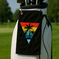 Palm Trees Retro Triangle Sunset Golf Towel