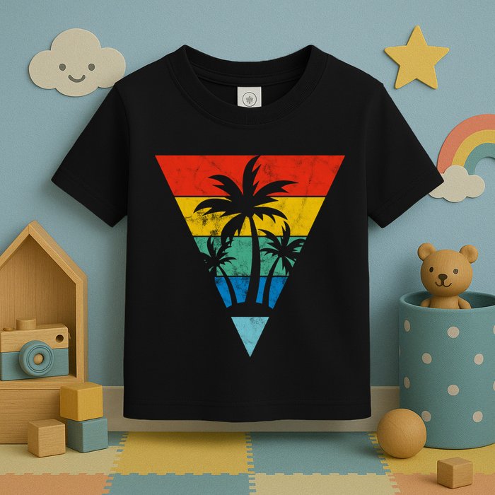 Palm Trees Retro Triangle Sunset Toddler T-Shirt