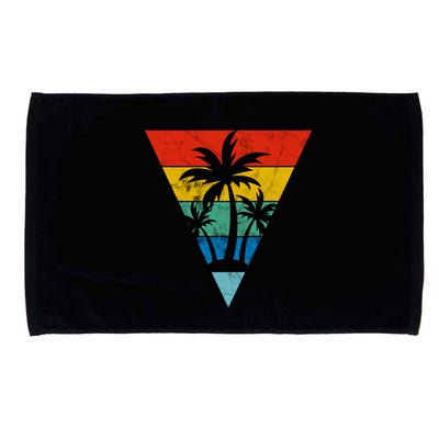 Palm Trees Retro Triangle Sunset Microfiber Hand Towel