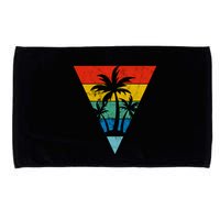 Palm Trees Retro Triangle Sunset Microfiber Hand Towel