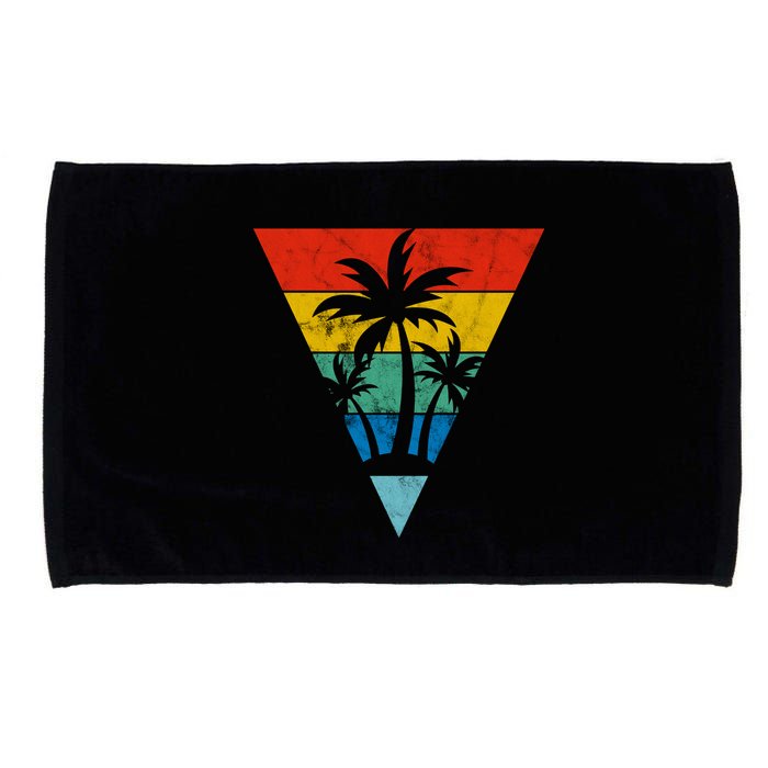 Palm Trees Retro Triangle Sunset Microfiber Hand Towel