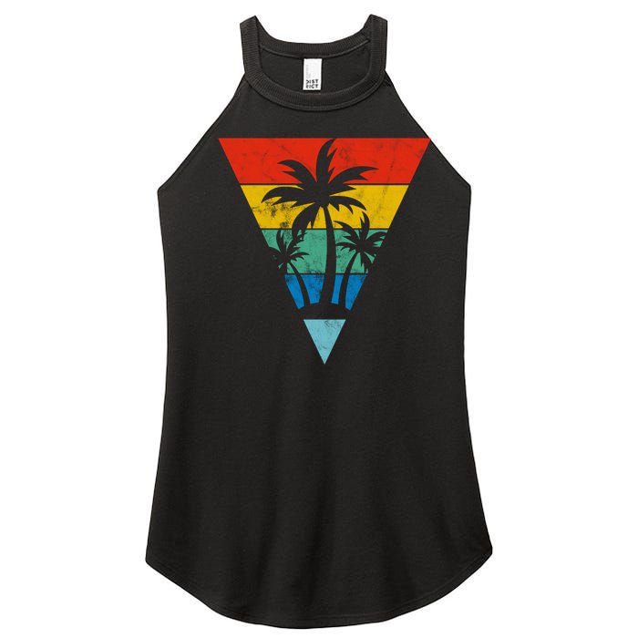 Palm Trees Retro Triangle Sunset Women's Perfect Tri Rocker Tank