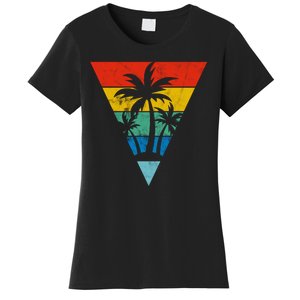 Palm Trees Retro Triangle Sunset Women's T-Shirt