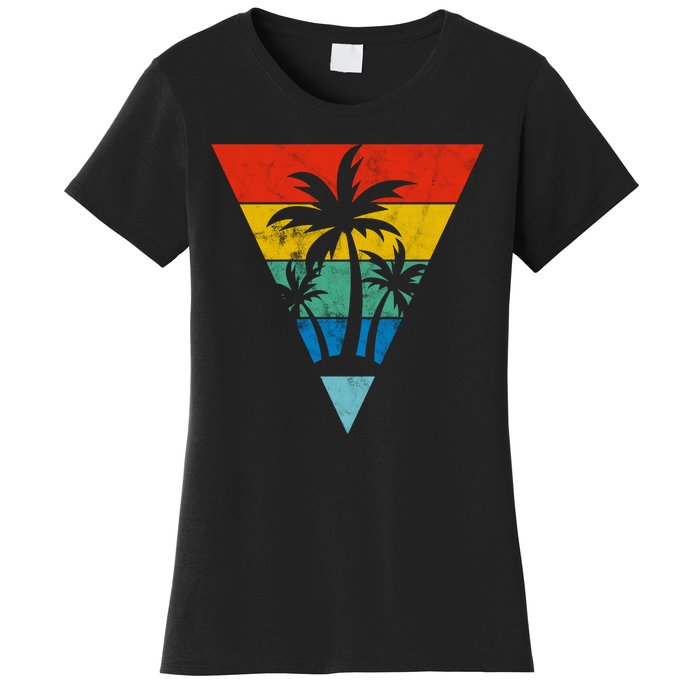 Palm Trees Retro Triangle Sunset Women's T-Shirt