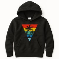 Palm Trees Retro Triangle Sunset Kids Hoodie