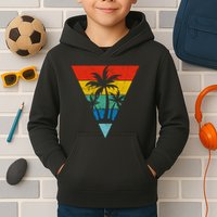 Palm Trees Retro Triangle Sunset Kids Hoodie