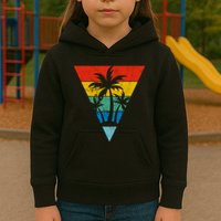 Palm Trees Retro Triangle Sunset Kids Hoodie