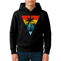 Palm Trees Retro Triangle Sunset Kids Hoodie