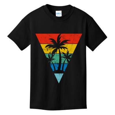 Palm Trees Retro Triangle Sunset Kids T-Shirt