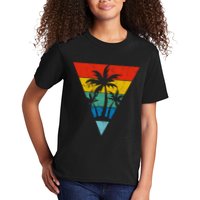 Palm Trees Retro Triangle Sunset Kids T-Shirt