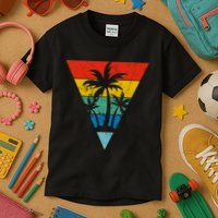 Palm Trees Retro Triangle Sunset Kids T-Shirt