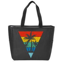 Palm Trees Retro Triangle Sunset Zip Tote Bag