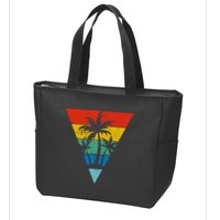 Palm Trees Retro Triangle Sunset Zip Tote Bag