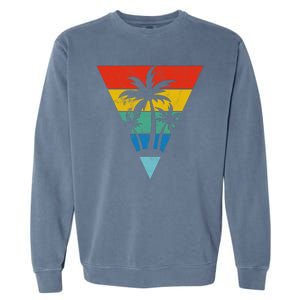 Palm Trees Retro Triangle Sunset Garment-Dyed Sweatshirt