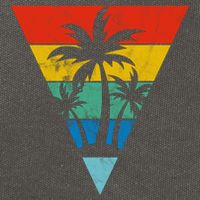 Palm Trees Retro Triangle Sunset Cotton Canvas Backpack