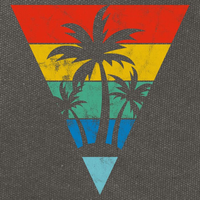 Palm Trees Retro Triangle Sunset Cotton Canvas Backpack
