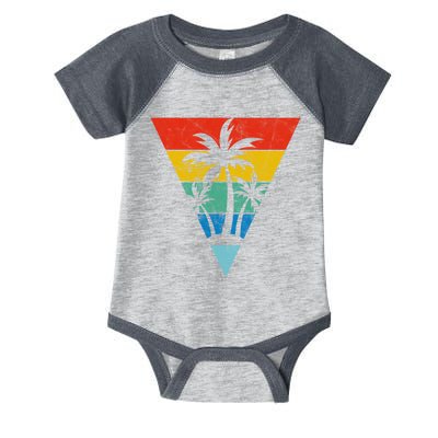 Palm Trees Retro Triangle Sunset Infant Baby Jersey Bodysuit