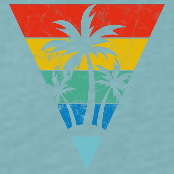 Palm Trees Retro Triangle Sunset Sueded Cloud Jersey T-Shirt