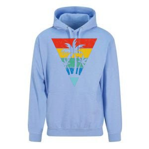 Palm Trees Retro Triangle Sunset Unisex Surf Hoodie