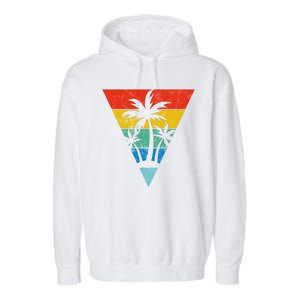 Palm Trees Retro Triangle Sunset Garment-Dyed Fleece Hoodie